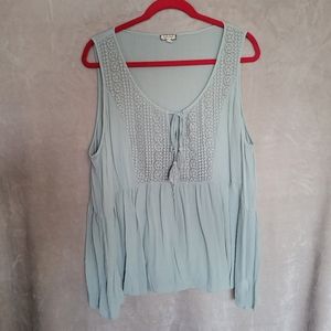 Mint Green Peasant Tank Top Blouse